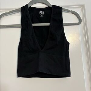 BDG Black Deep V-Neck Crop Top